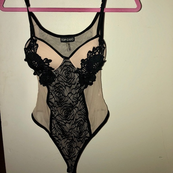 Sexy one piece black & nude  body suit - Picture 1 of 2